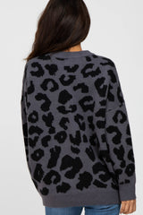 Charcoal Animal Print Oversized Sweater