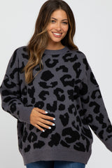 Charcoal Animal Print Oversized Maternity Sweater