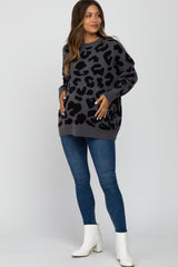 Charcoal Animal Print Oversized Maternity Sweater