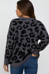 Charcoal Animal Print Oversized Maternity Sweater