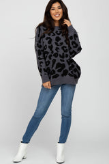 Charcoal Animal Print Oversized Sweater