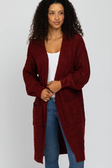 Rust Mixed Knit Chunky Cardigan