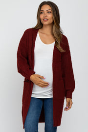 Rust Mixed Knit Chunky Maternity Cardigan