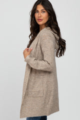 Mocha Open Knit Hooded Cardigan