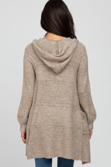 Mocha Open Knit Hooded Cardigan