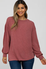 Mauve Crochet Accent Long Sleeve Top