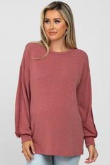 Mauve Crochet Accent Long Sleeve Maternity Top