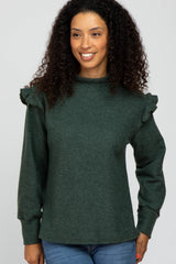 Green Knit Ruffle Long Sleeve Maternity Top