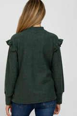 Green Knit Ruffle Long Sleeve Maternity Top