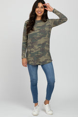 Olive Camo Soft Knit Long Sleeve Top