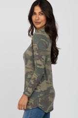 Olive Camo Soft Knit Long Sleeve Top