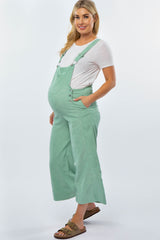 Mint Green Corduroy Pocket Front Maternity Overalls