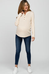 Cream Soft Knit Maternity Long Sleeve Top