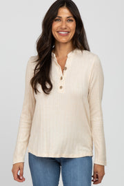 Cream Soft Knit Long Sleeve Top