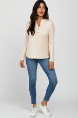 Cream Soft Knit Long Sleeve Top