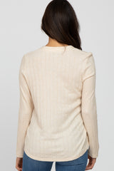 Cream Soft Knit Long Sleeve Top