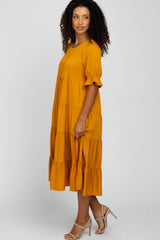 Mustard Tiered Midi Dress