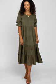 Olive Tiered Midi Dress