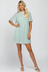 Mint Green Swiss Dot Mock Neck Maternity Dress