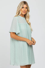 Mint Green Swiss Dot Mock Neck Dress