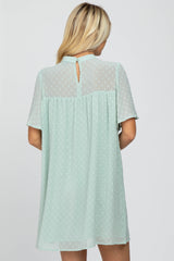 Mint Green Swiss Dot Mock Neck Dress