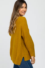 Mustard V-Neck Side Slit Maternity Sweater