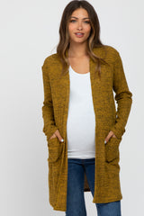 Mustard Marled Knit Maternity Cardigan