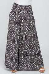 Grey Animal Print Wide Leg Pants