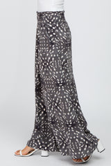 Grey Animal Print Wide Leg Pants