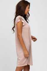 Light Pink Shimmer Ruffle Sleeve Dress