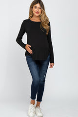 Black Basic Maternity Long Sleeve Top