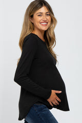 Black Basic Maternity Long Sleeve Top