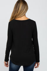 Black Basic Maternity Long Sleeve Top