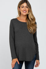 Charcoal Basic Maternity Long Sleeve Top