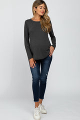 Charcoal Basic Maternity Long Sleeve Top