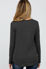 Charcoal Basic Maternity Long Sleeve Top