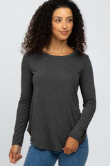 Charcoal Basic Maternity Long Sleeve Top