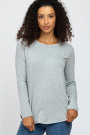 Heather Grey Basic Long Sleeve Top