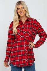 Red Plaid Flannel Maternity Top