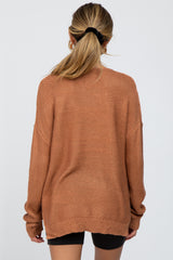 Rust Side Slit Knit Maternity Sweater