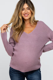 Lavender Knot Back Maternity Sweater