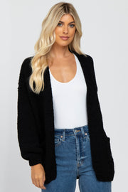 Black Oversized Bubble Sleeve Cardigan