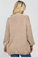 Taupe Oversized Bubble Sleeve Cardigan