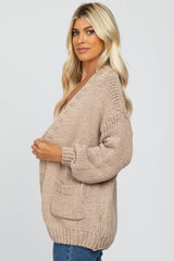 Taupe Oversized Bubble Sleeve Cardigan