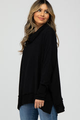 Black Soft Knit Dolman Sleeve Cowl Neck Top