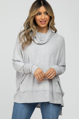 Heather Grey Soft Knit Dolman Sleeve Cowl Neck Top