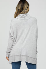 Heather Grey Soft Knit Dolman Sleeve Cowl Neck Top