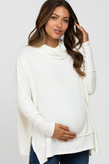 Ivory Soft Knit Dolman Sleeve Cowl Neck Maternity Top