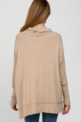 Beige Soft Knit Dolman Sleeve Cowl Neck Maternity Top