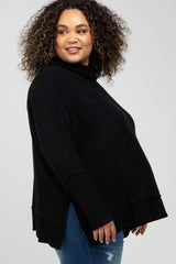 Black Soft Knit Dolman Sleeve Cowl Neck Maternity Plus Top